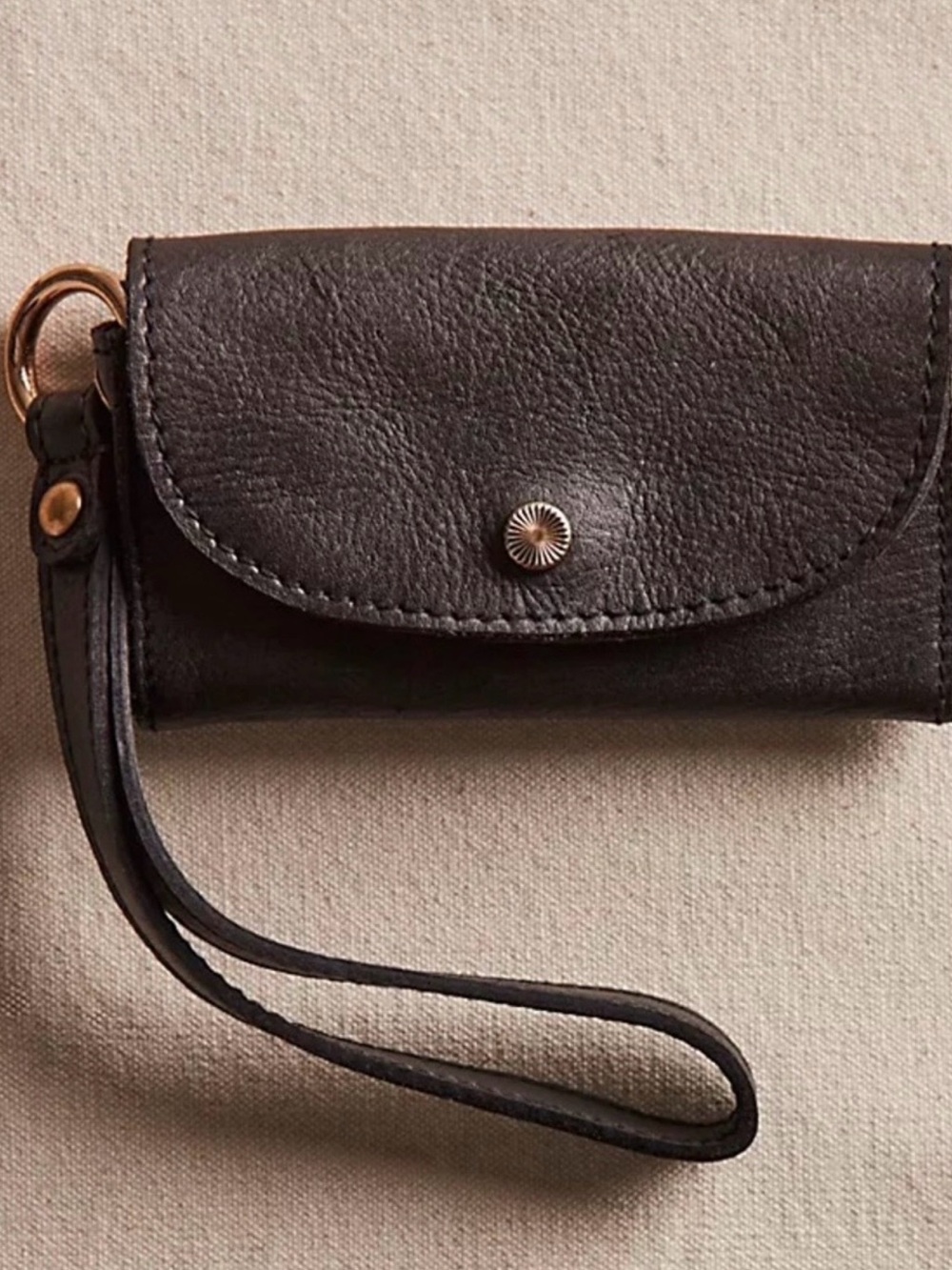 Free People Black Leather Wristlet / Lanyard NWT